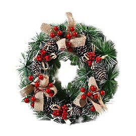 30cm Christmas Wreath Xmas Garlands Reusable Door Artificial Christmas Wreath for Fireplace Front Door Grave Staire Xmas Tree Garden Yard Thanksgiving Christmas Decor