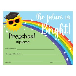 Happy Graduates Bright Futures Preschool Diplomas, Set of 30, Graduation