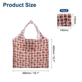 sourcing map Reusable Grocery Bags, 1Pcs Printed Washable Shopping Totes with Handles, Foldable Large Cloth Grocery Bag for Shopping, Camping and Traveling (Strawberry)