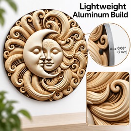 Round Sun and Moon Wall Sign – Waterproof Aluminum Garden Decoration for Home, Garage, Farmhouse and Outdoor Display