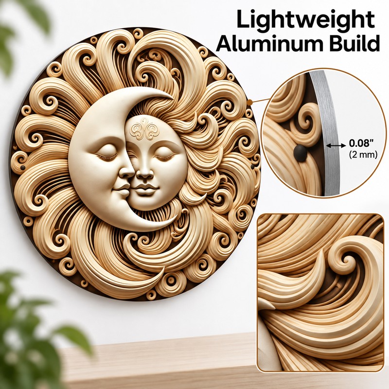 Round Sun and Moon Wall Sign – Waterproof Aluminum Garden