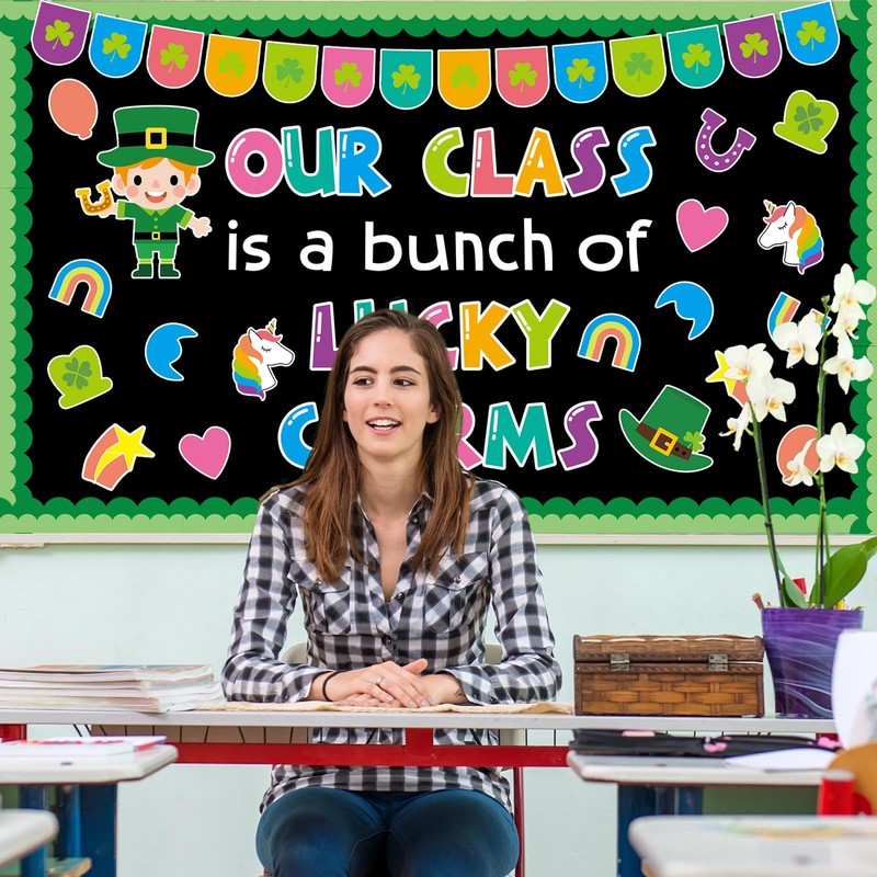 gisgfim St. Patrick's Day Classroom Bulletin Board Set Decoration Lucky
