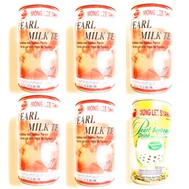 5 Cans Mong Lee Shang Pearl Milk Tea And 1 Can Pearl Soybean Drink With Tapioca Ball (11 Fl Oz Each Can)