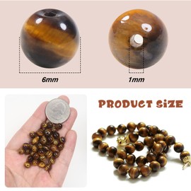 TOAOB Pack of 100 6 mm Natural Gemstone Beads Tiger's Eye Round Loose Beads with Hole for Jewellery Crafts Threading DIY Bracelet Necklaces Jewellery Making