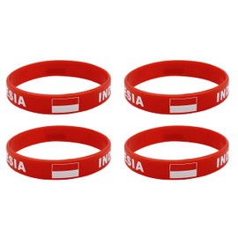LLBFHH 4 Pcs Indonesia Indonesian Country Flag Rubber Bracelets, National Flag Silicone Bracelet, Rubber Wristbands Patriotic Decorations Gift