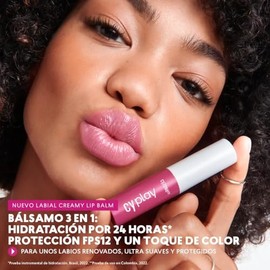 CyPlay – Bálsamo Labial Creamy Lip Balm 3 en 1 | Reparación, Hidratación 24H y FPS12 | Bálsamo con Color, Vitamina E y Aceites Naturales – 3 g (Nude Creamy)