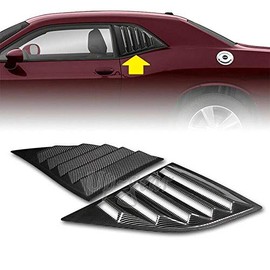 S SIZVER Signature Carbon Fiber Print Style Side Window Louvers Scoop Cover Vent Compaitble with 2008-2020 Challenger