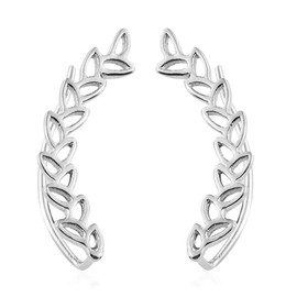 iszie jewellery sterling silver overlay leaf ear cuff,ear climber,leaf earring in sterling silver and 18K gold plated (925 silver - Pair)