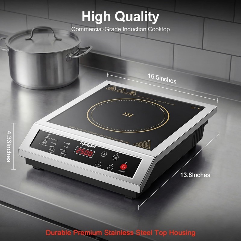 Portable Induction Cooktop, 2500W Commercial Countertop Single Burner