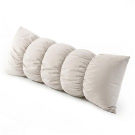 Ailuteie Pat. Pend. Long Bed Pillow for Adults and Side Sleepers with Segmented Design and Soft Velvet Washable Pillowcase (Misty White, 39" x 15.7")