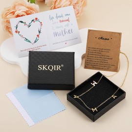 SKQIR Mama Necklaces for Women with Message Card，18k Gold Filled Dainty Mama Pandent Necklace， Meaningful Mom Gifts for Thanksgiving Christmas First Mothers day