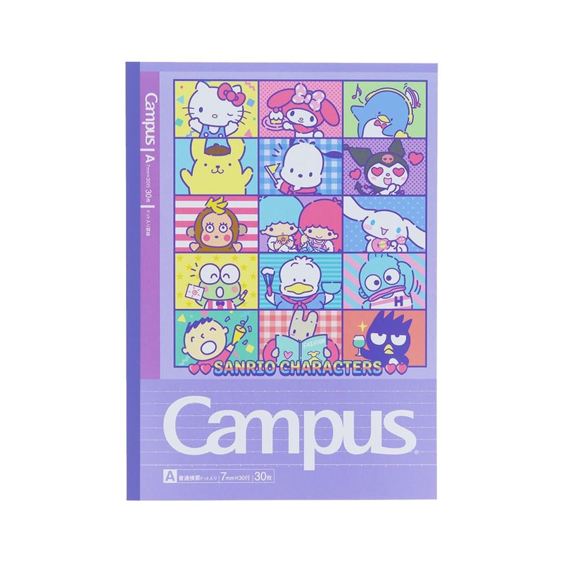 Sunstar Stationery Sanrio Character Notebook, Campus Notebook, A Ruled, 5