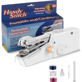 Handheld Sewing Machine, Mini Sewing Machine with Sewing Accessories, Stitch Tool for Fabric Quick Repairing for DIY, Clothes, Denim, Curtains, Leather
