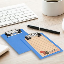 Azwood Mini Clipboard, 10 x 15 cm Plastic Clipboard, Small Clipboards with Pen Holder for Notepads, Receipts, Pocket Lists (Blue, 2 Pack), Blau, 2 Stück