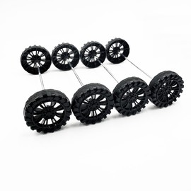 30PCS Toy Car Wheels 2mm Dia Shaft Plastic Wheels with 15PCS Shaft Round Rod Axles for RC Car Truck Robot DIY Model Toy Accessories Parts (Black)