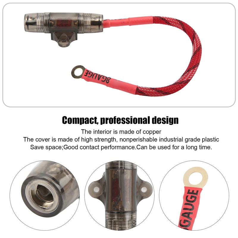 Sound Fuse Cable 8GA O Ring Terminal Copper Core Safe