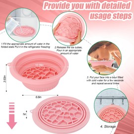 Palksky Face Ice Bath Bowl with Built-in Icetray, Silicone ICES Facial Bowls Collapsible Washbasin, Facial Plunge Bowl, Face Icebath at Home for Skin Tightening, Acne Relief, (Bright Pink