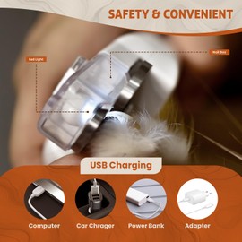 2-in-1 Pet Nail Grinder & Clippers for Dogs & Cats – LED Light, Low Noise, USB Rechargeable – Safe Nail Trimmer for Large, Medium & Small Breeds – Precise Grooming Tool with Dust Cap & Safety Guard