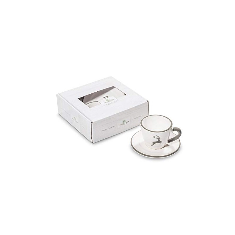 GMUNDNER KERAMIK Espresso for you Gourmet Geschirrset grauer Hirsch Geschirr,