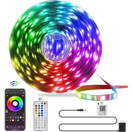 LED Lights for Bedroom 100 FT(4 Rolls), LED Strip Lights with App Control, Sync to Music 5050 RGB LED Lights with 44 Keys IR Remote, LED Lights for Room Party Home Decorations - Size: 25ft