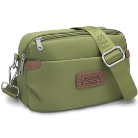 REETEE Women's Shoulder Bag Waterproof Nylon Small Handbag Women's with Many Compartments Crossbody Bags for Women, Small Women's Shoulder Bags with Adjustable Removable Wide Strap, Green