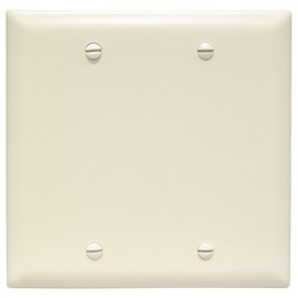 Legrand Pass & Seymour TP23LACC12 Trademaster Mid-Size Unbreakable Nylon Wall Plate, 2 Gang, Two Blank Device Mount Cover, Light Almond (1 Count)