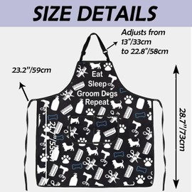 Gzrlyf Dog Groomer Apron Pet Grooming Gift Dog Grooming Apron with Pocket Dogs Hair Salon Stylist Gift (Dogs Repeat apron)