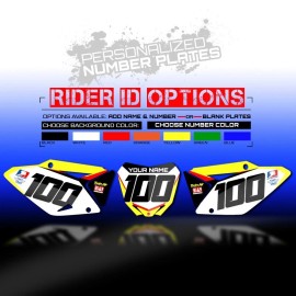 SUZUKI 2001 - 2015 SUZUKI RM 250 RM 125 FACTORY BACKGROUND NUMBER PLATE GRAPHICS KIT