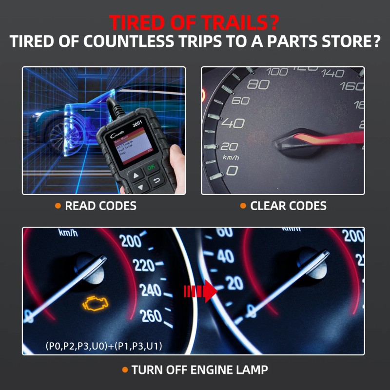 US EU Warehouse LAUNCH CR3001 Auto Engine Fault Code Reader