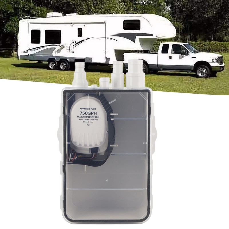 BORDSTRACT Boat Shower Sump Pump Box, DC 12V/24V 750GPH Shower