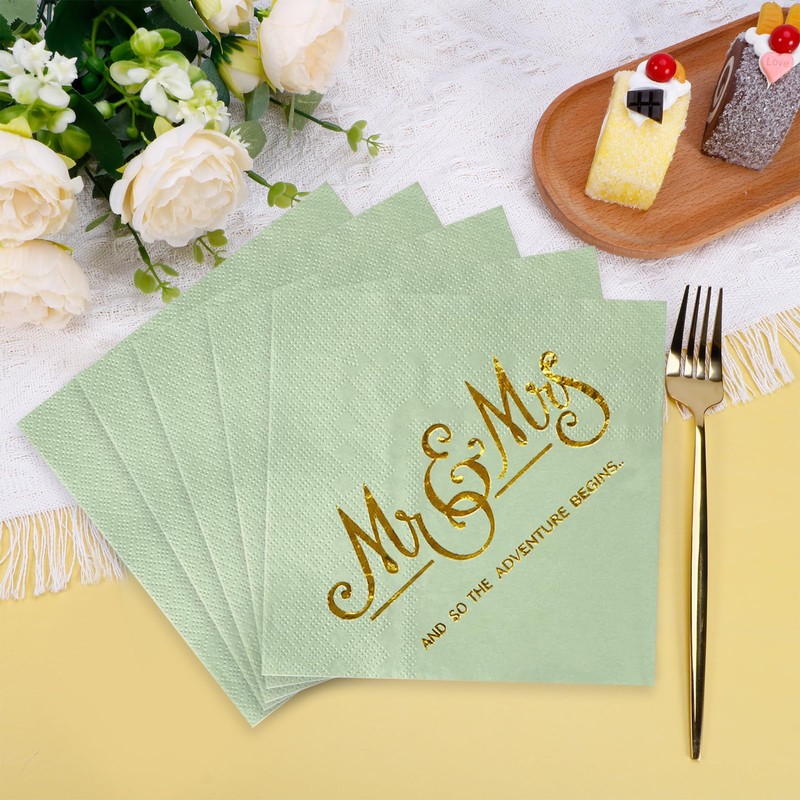 Pack of 80 Wedding Napkins, Eucalyptus Green, Serviettes Sage Green