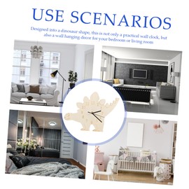 Operitacx Dinosaur Decorative Wall Clock Silent Alarm Clock for Bedroom Desktop Wooden Dinosaur Design Easy to Read Numbers Fun Learning Tool