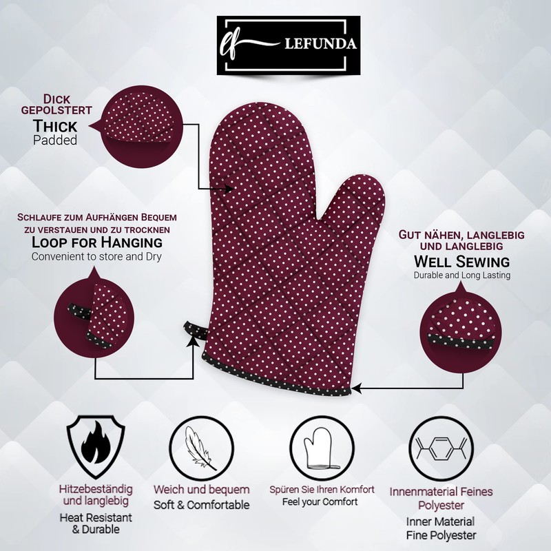 LEFUNDA® 3-in-1 Kitchen Set with Cooking Apron, Oven Mitts, Pot