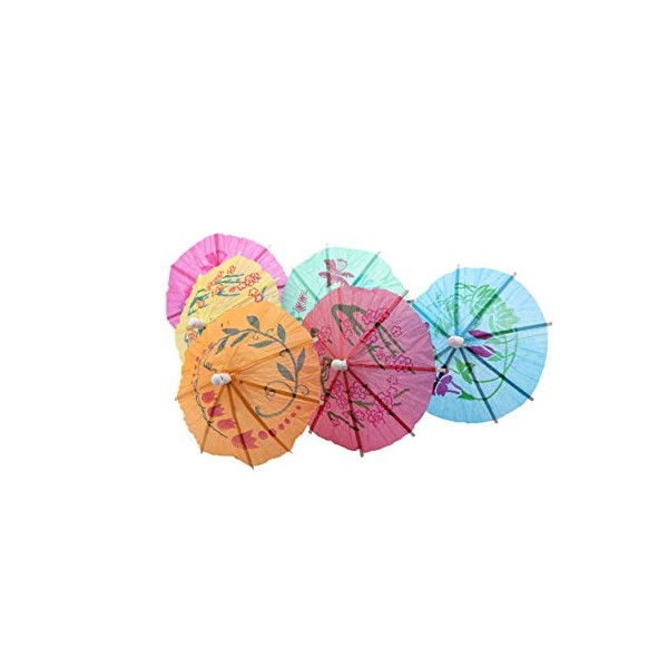 TRIXES Cocktail Drinks Umbrellas - 48 x Colourful Party Pack - Beach Party Umbrellas for the Tropical Drink Look