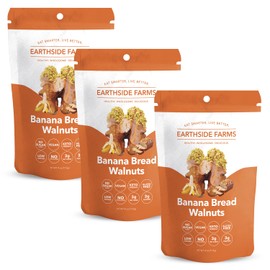 Earthside Farms Banana Bread Walnuts, Candied Walnuts, Low Sugar Keto snack, Non GMO, Plant Protein, Vegan, Whole, Natural, Superfood Healthy Snack (4 Ounce, 3 Pack)