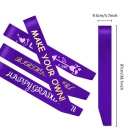 12 Pcs Sash Blank Sash Party Supplies Dark Purple Sash Plain Sash Pageant Sash Satin Sash Sashes for Birthday, Wedding, Graduation, DIY, Beauty Pageant, Hen Party, Homecoming, Make Your Own Sash