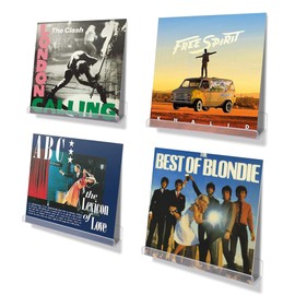 upsimples 4 Pack Vinyl Record Wall Mount Shelves, 12" Vinyl Holder for Album Record Storage & Display, Clear Acrylic Floating Shelves for Wall Decor, Kids Bookshelf, Magazine Rack, Picture Ledge