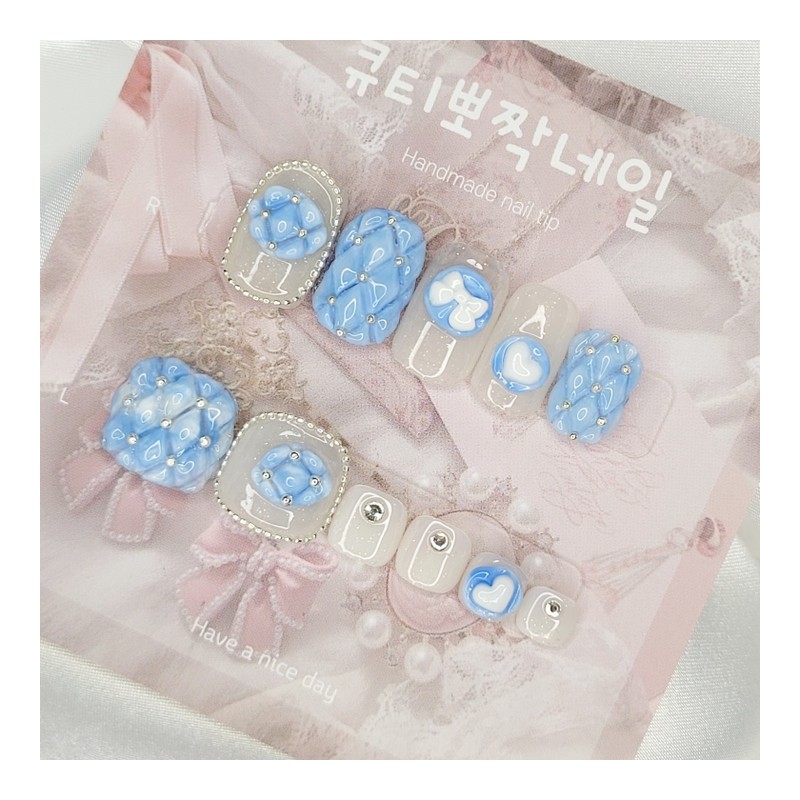 Quilting emboss handmade nail tips, pedi tips - Paddy B