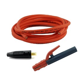 WeldingCity 10-ft 2-AWG USA-made Welding Cable (Orange Red) with Stick Electrode Holder Stinger and Tweco-type Twistlock Connector Plug for Welder Whip Lead