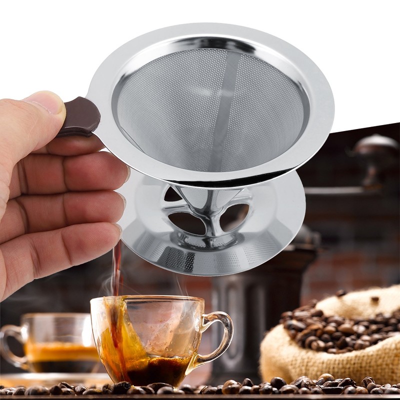 Stainless Steel Coffee Filter Reusable Double Layer Brew Dripper with