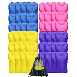 Antoyo 48pcs Soccer Pinnies Youth Scrimmage Team Pinnies Practice Vests Pinnies Jerseys for Basketball Soccer Football Bibs for Youth Adult