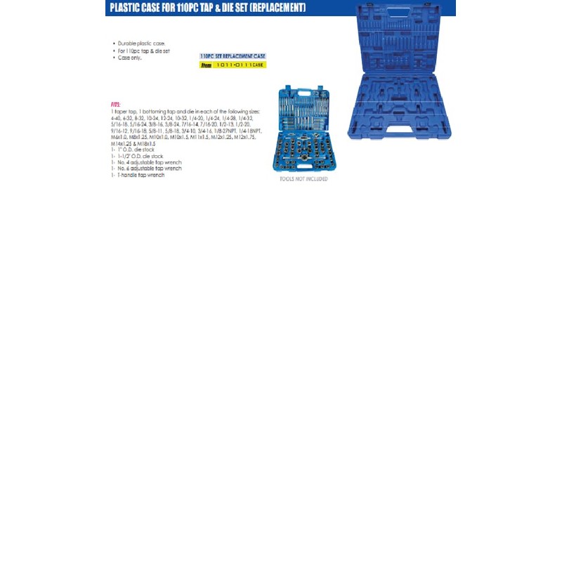 HHIP 1011-0111CASE Replacement Plastic Case for 110 Piece Tap &