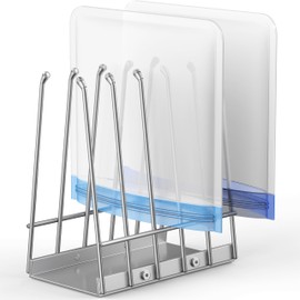 Reusable Bags Drying Rack, Foldable Plastic Bags Dryer for Ziplock Lerine Silicone Gallon, Snack, Sandwich Storage Bags, Silver