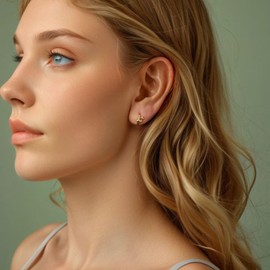 Kerraom 925 Sterling Silver Star Earrings for Women - Hypoallergenic Classic Star Double Star Earrings Jewellery Gift for Women, Sterling Silver