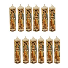 Luz María-Paquete de 12 Mini cirios de "La Virgen de Guadalupe"(Recuerdo, decorativo, pascuas)
