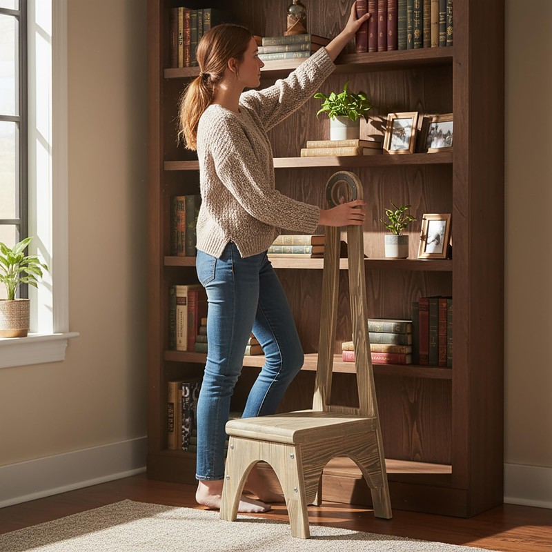 Heavy Duty Kitchen Step Stool with Handle, Besuerte Vintage Step