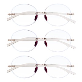 TERAISE Rimless Reading Glasses for Women,3 Pack Blue Light Blocking Reading Glasses,Ultralight Frameless Reader(2.0X)
