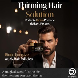 Rodante Beverly Hills Biotin Matte Cream Texture Paste Clay Pomade, Premium Thickening Cream Medium Hold & Anti Hair Loss and Hair Growth Support for Thinning Hair for Men 85 g / 3 oz