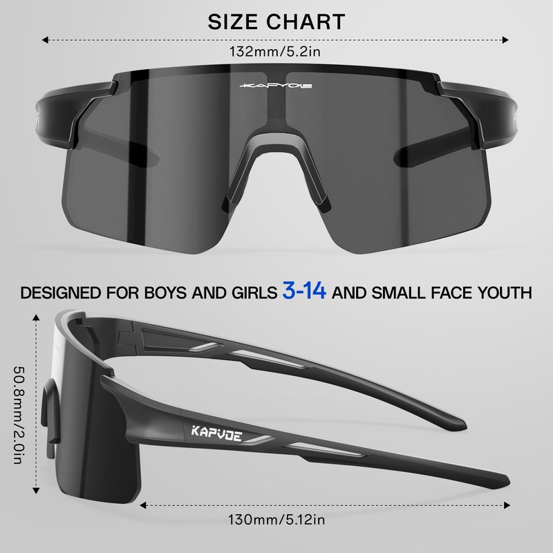 KAPVOE Kids Baseball Glasses Youth Sports Sunglasses Softball Cycling Running