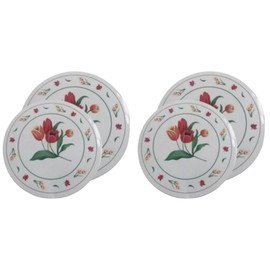 Electric Stove Burner Covers Set of 4 (2 Large, 2 Small) with Spoon Rest (Tulips)